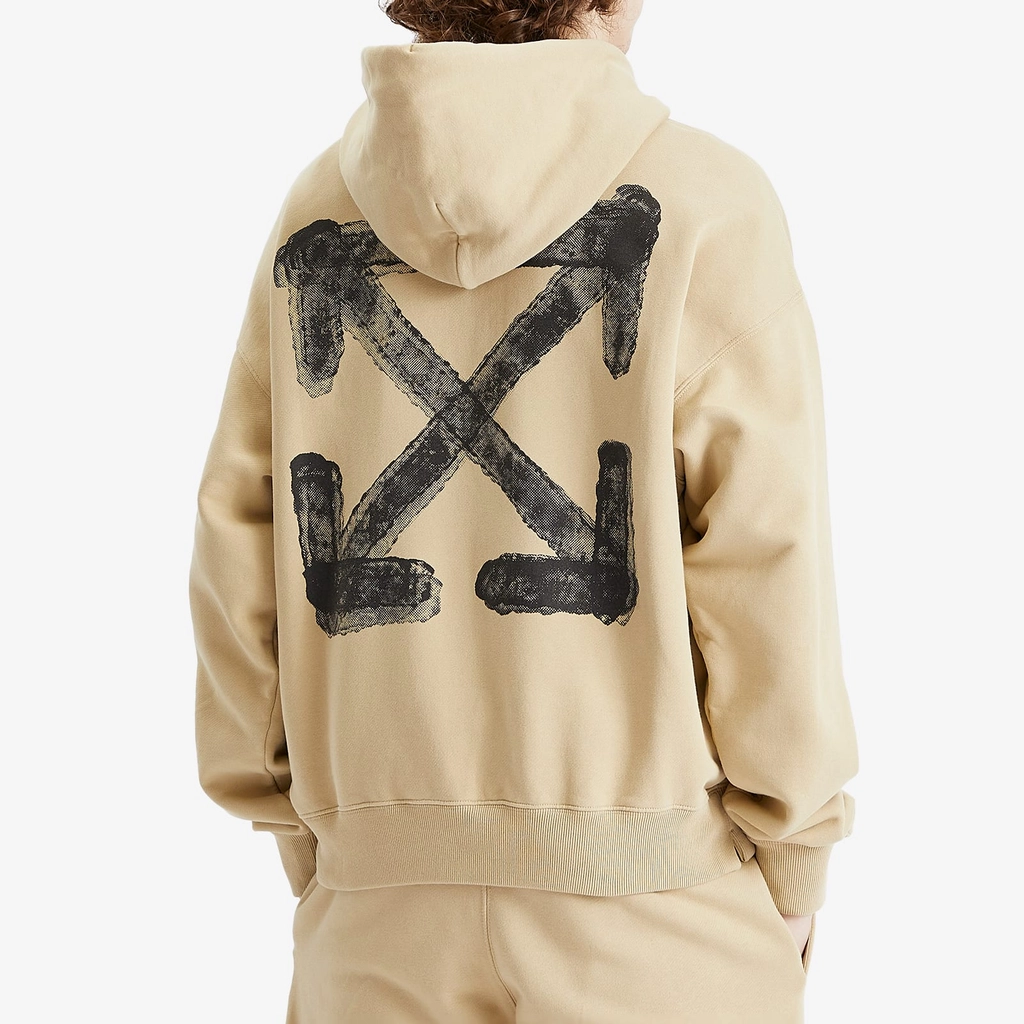 Off White Men's Spray Arrow Skate Hoodie Crème Brulee